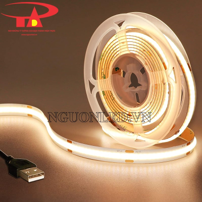Đèn led dây COB 5V màu vàng nắng