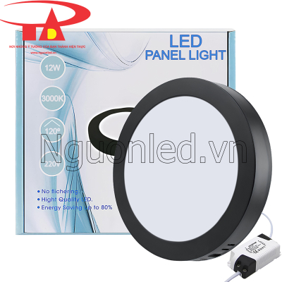 Đèn led ốp trần tròn 12W viền đen màu vàng