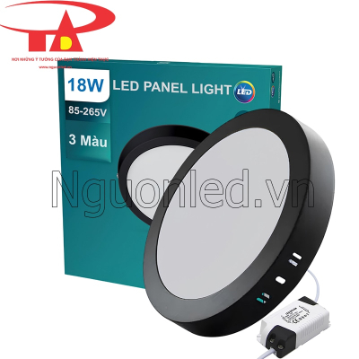 Đèn LED ốp trần tròn 18W viền đen 3 màu